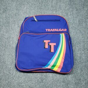 Trafalgar Shoulder Bag Blue Rainbow Print Zip Around Mesh Pocket New Vintage